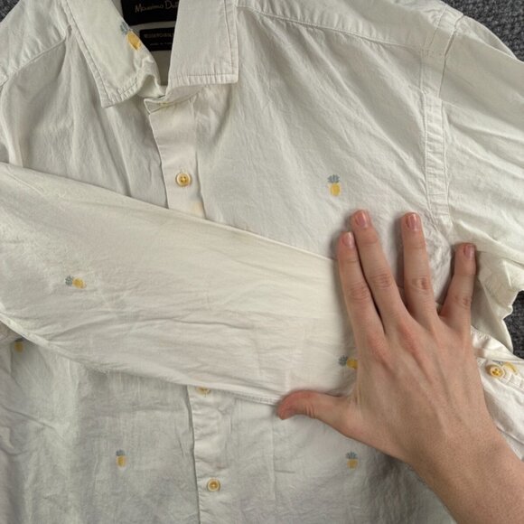 Massimo Dutti Pineapple Print White Button Up Shirt Medium Tessuto Italiano - Picture 15 of 16